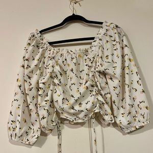 Cropped off the shoulder flower blouse
